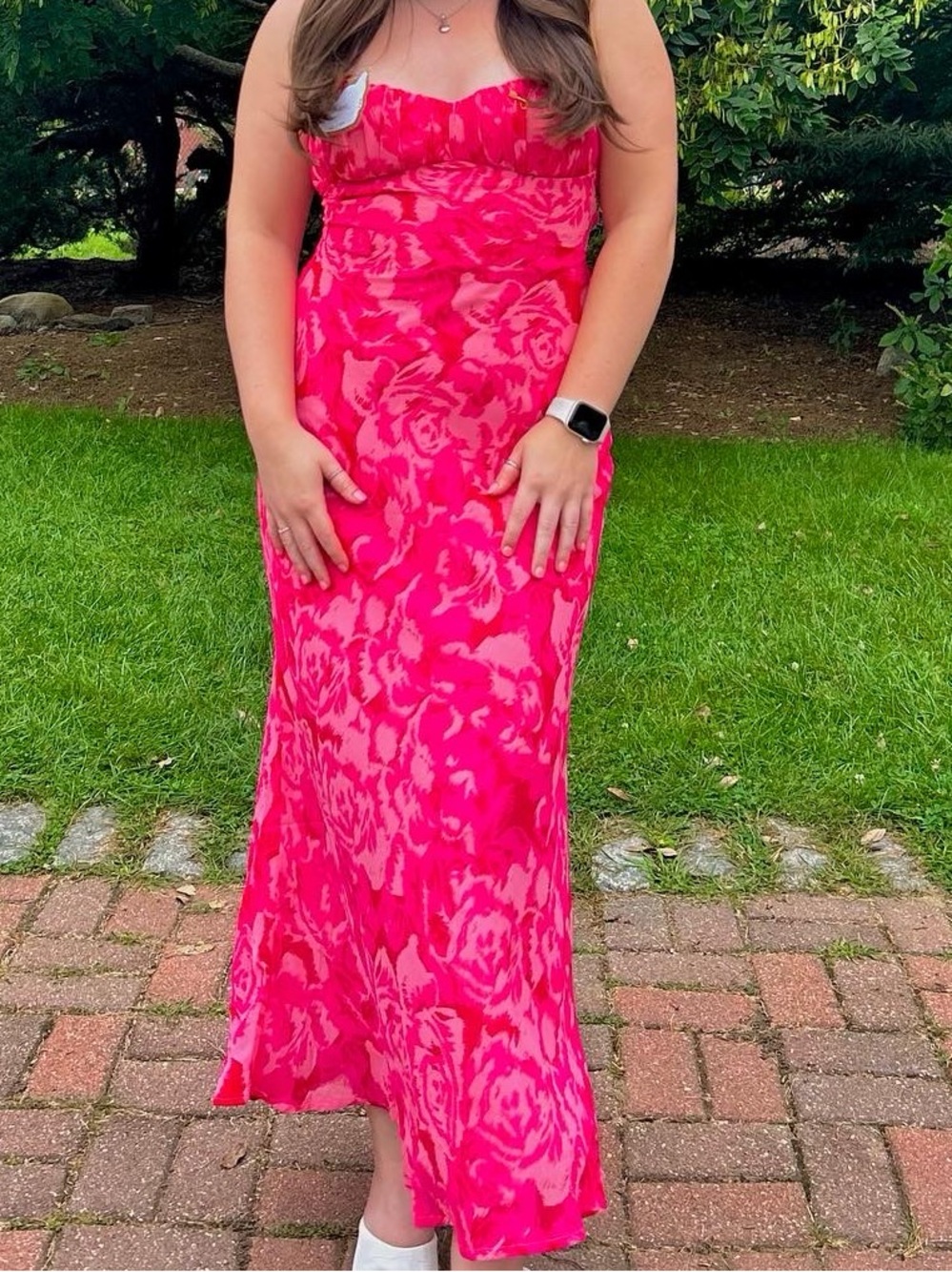 Hot Pink Floral Maxi Dress